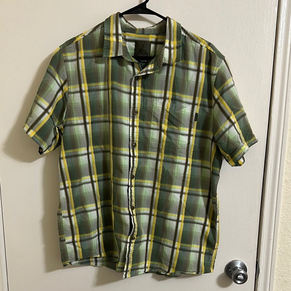 EUC Prana Plaid Short Sleeve Button Down Shirt - Picture 1 of 5
